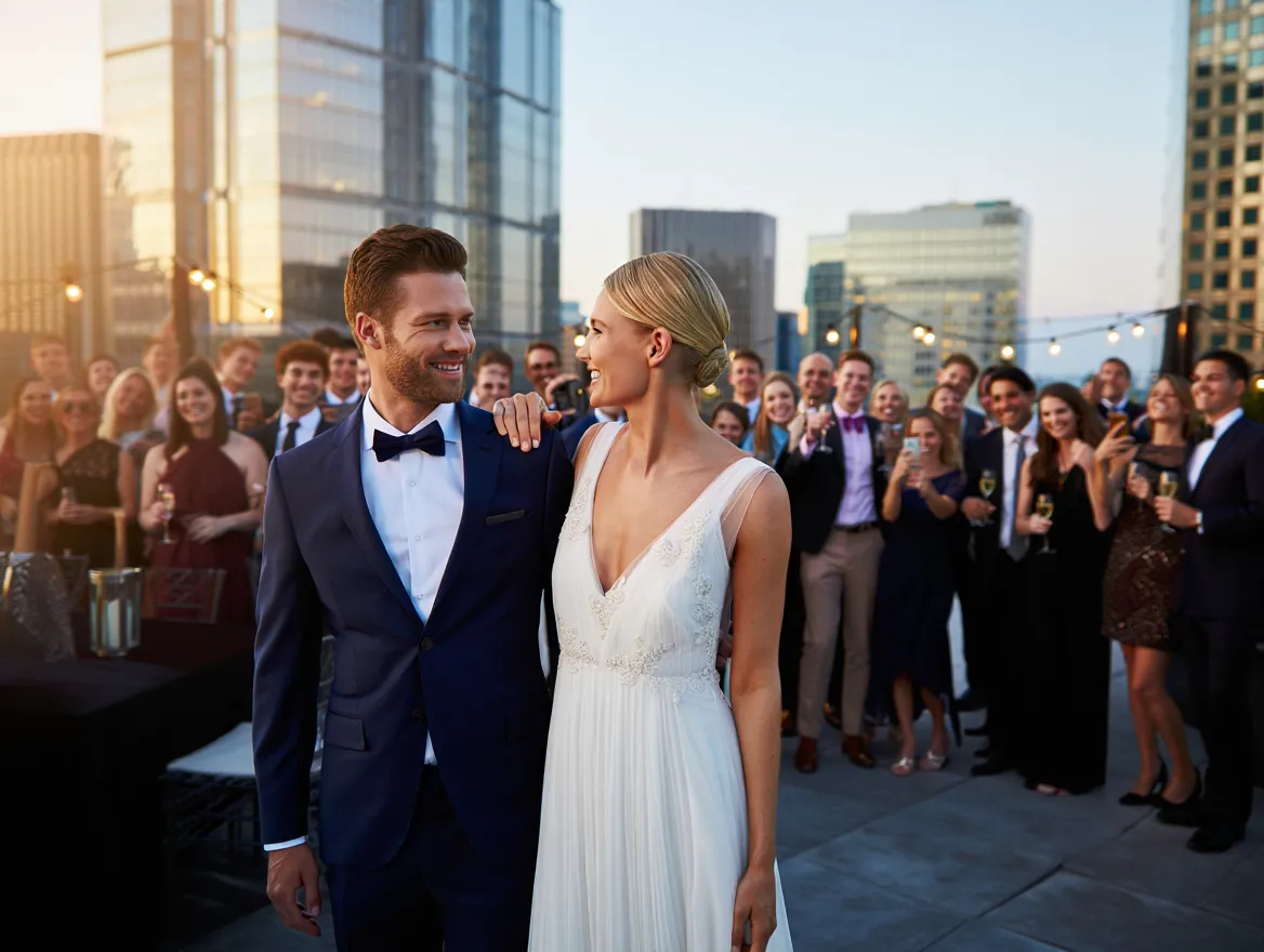 Modern urban wedding celebration